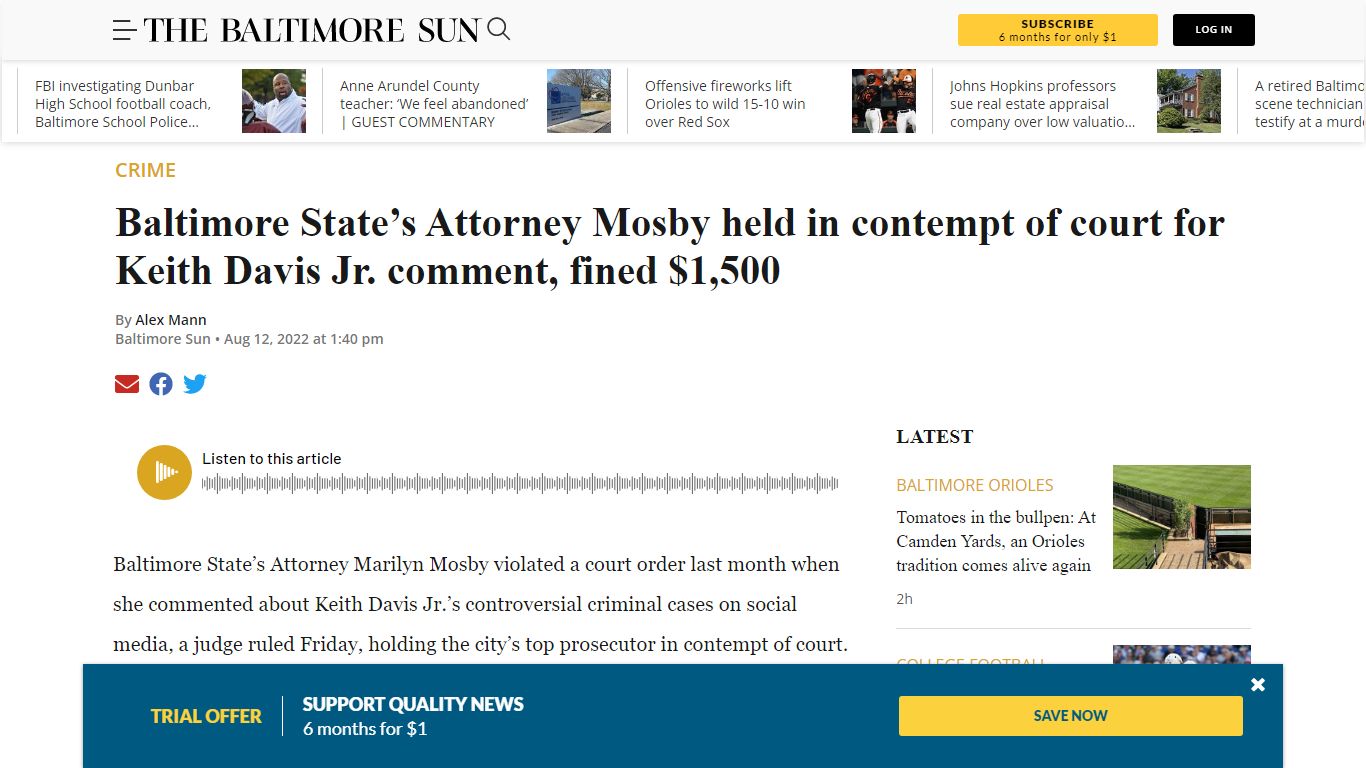 Baltimore State’s Attorney Mosby set for court appearance Friday ...
